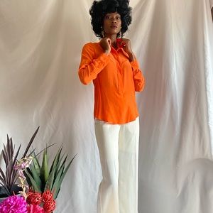 100% silk bright orange blouse